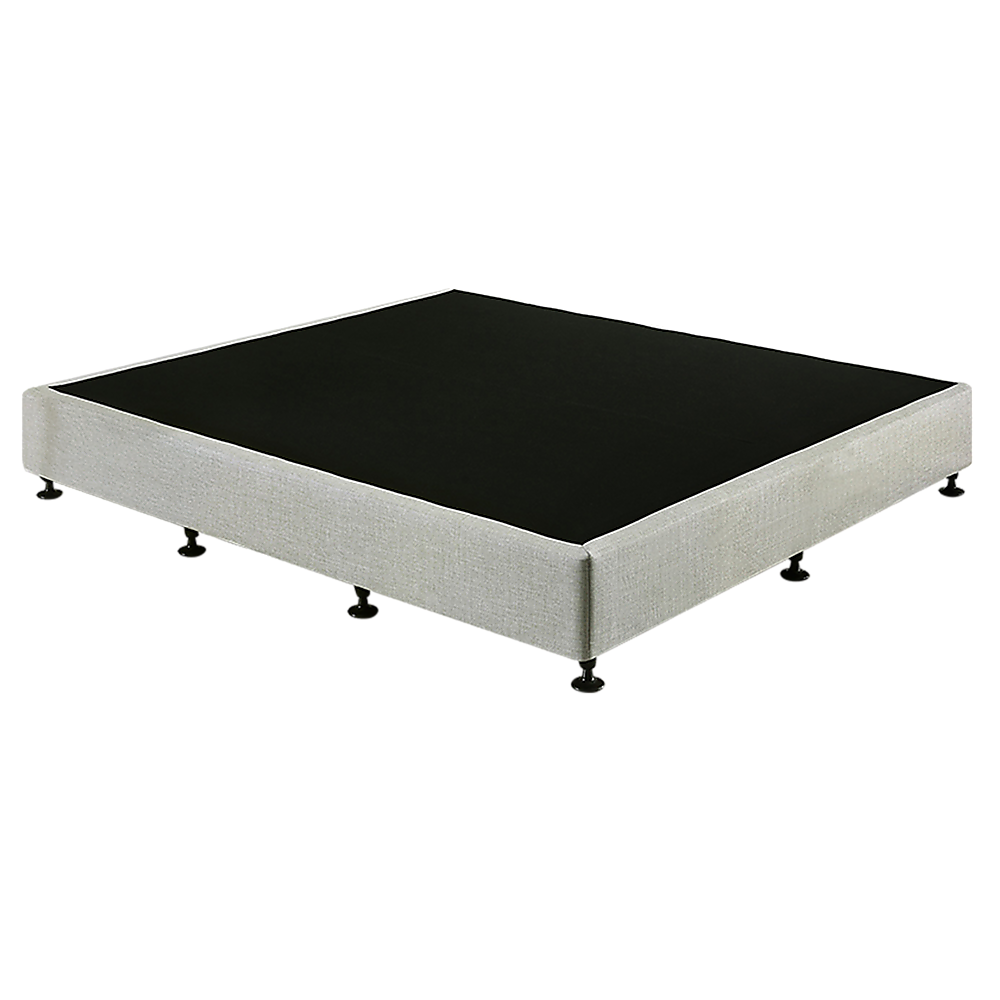 V63-823281-14831-00 Palermo King Ensemble Bed Base Platinum Light Grey Linen Fabric - Image 1