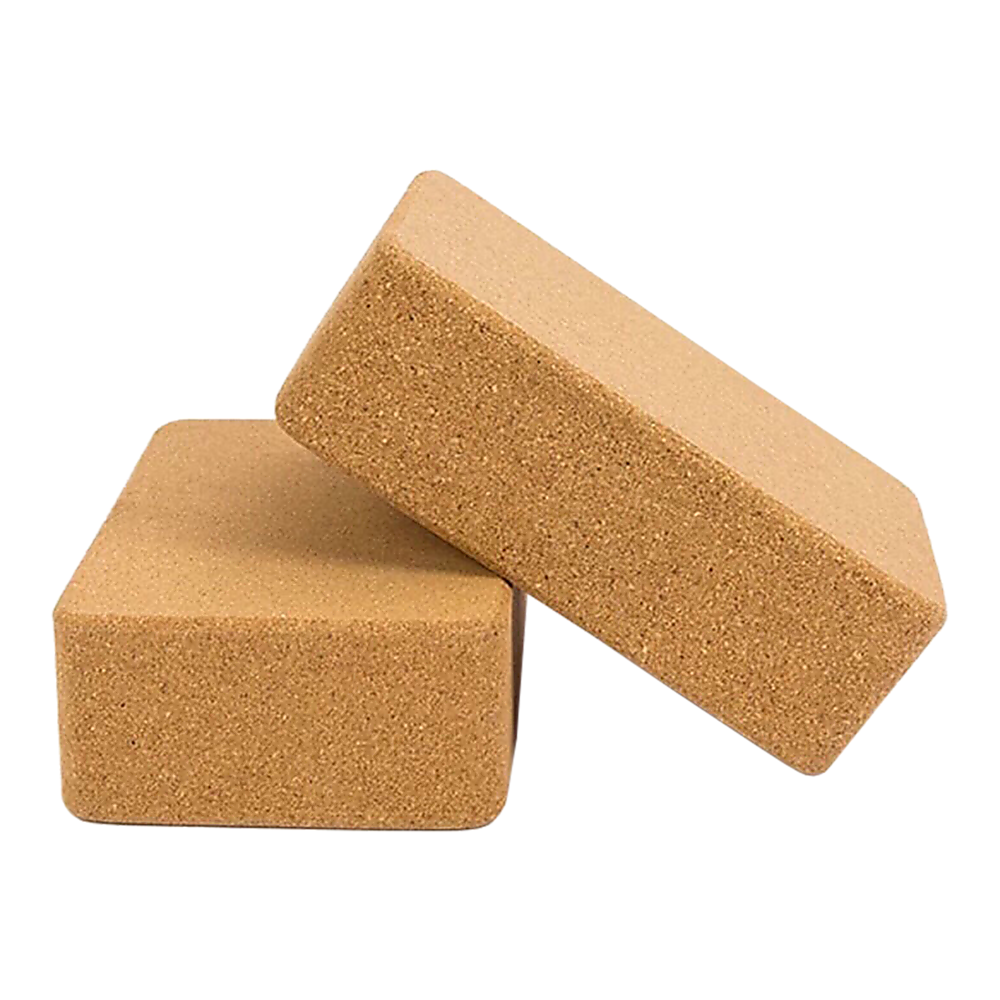V63-823991-26001-00 2 x Cork Yoga Block Organic Yoga Prop Accessory Exercise Brick - Image 1