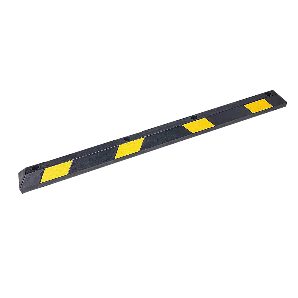V63-826011-19087-00 180cm Heavy Duty Rubber Curb Parking Guide Wheel Driveway Stopper Reflective Yellow - Image 1