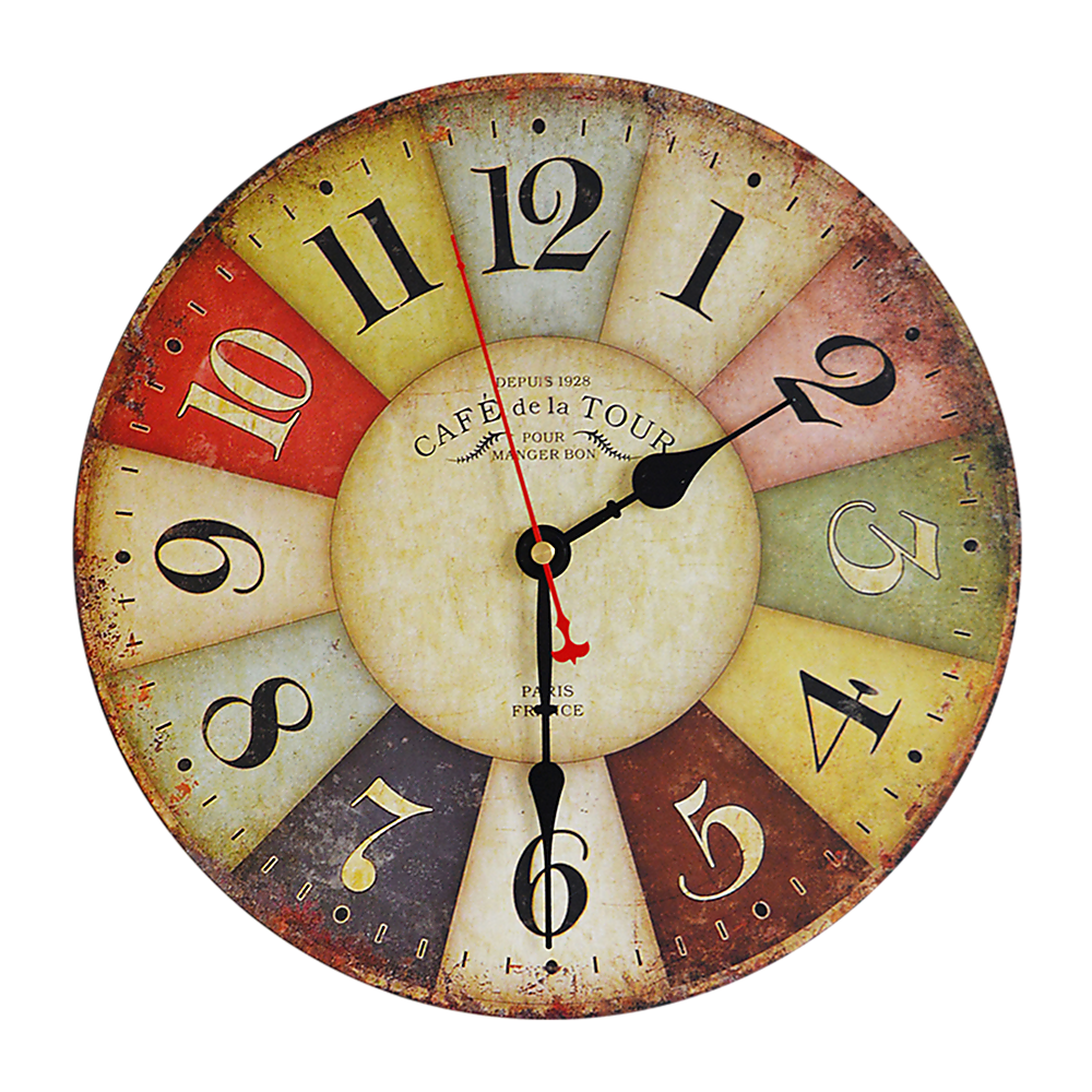 V63-826091-637f0fcc3f03c.1000x1000-00 Large Colourful Wall Clock Kitchen Office Retro Timepiece - Image 1