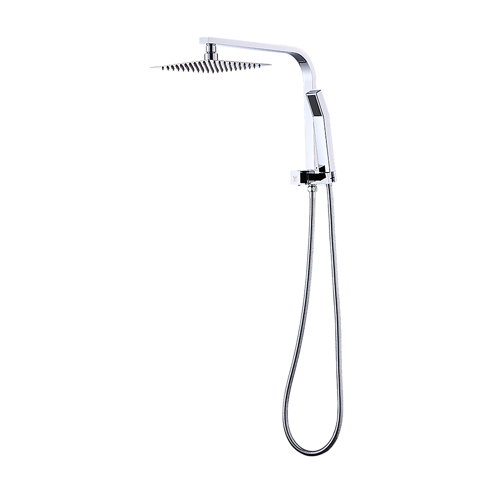 V63-828021-26266-11 WELS 8" Rain Shower Head Set Square Dual Heads Faucet High Pressure Hand Held - Image 1