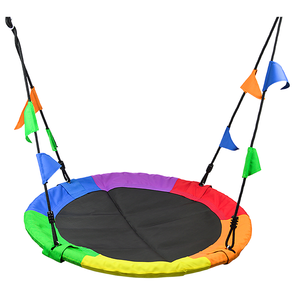 V63-831801_62e23b7ed3766.1000x1000 1m Tree Swing in Multi-Color Rainbow Kids Indoor/Outdoor Round Mat Saucer Swing - Image 1