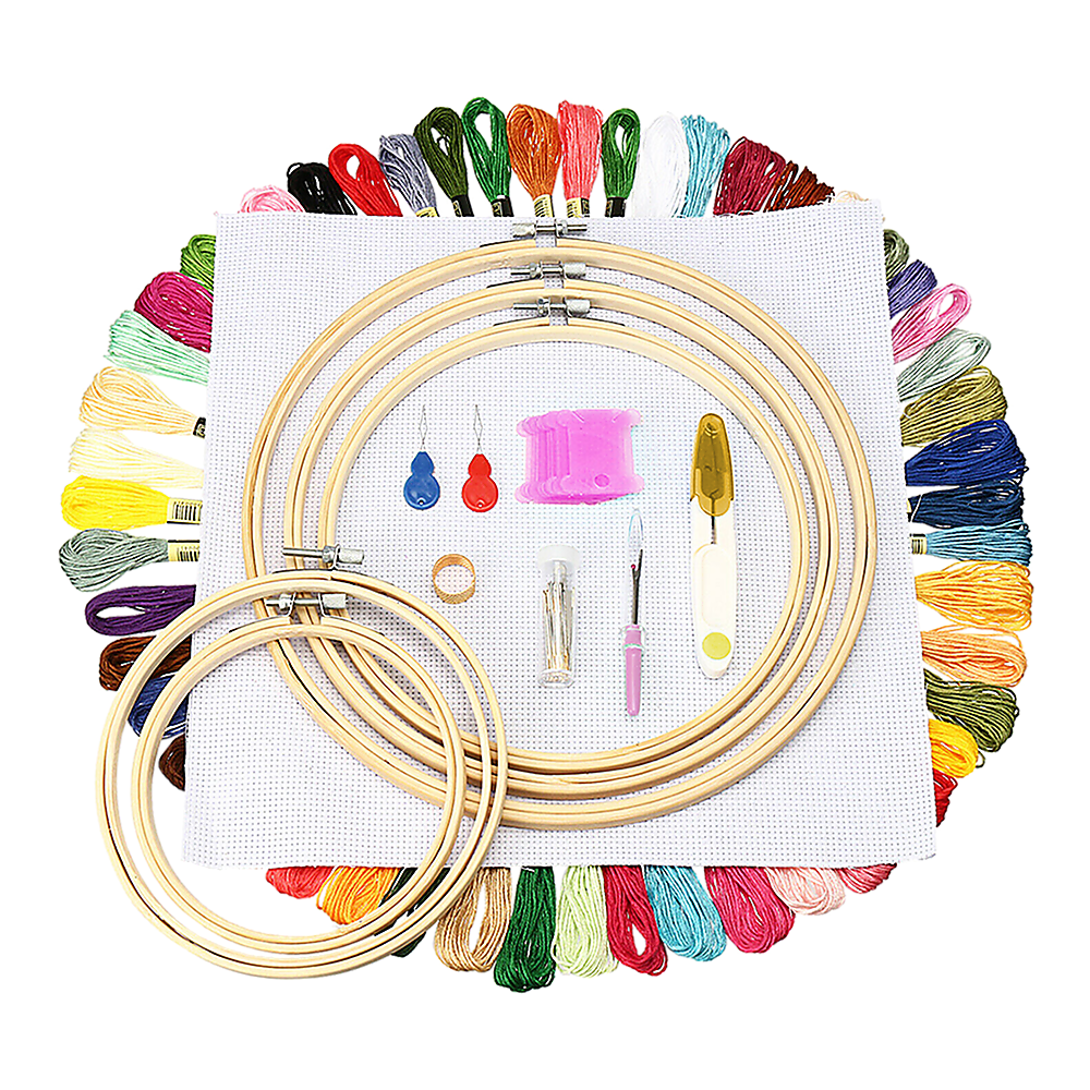 V63-831951-26590-00 Embroidery Starter Kit Cross Stitch Kit DIY Hand Craft Stitch 50 Colour Kit - Image 1