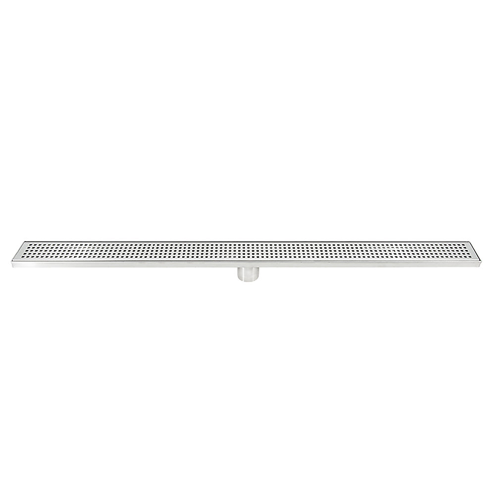 V63-832821-22294-00 1000mm Bathroom Shower Stainless Steel Grate Drain w/Centre outlet Floor Waste Square Pattern - Image 1