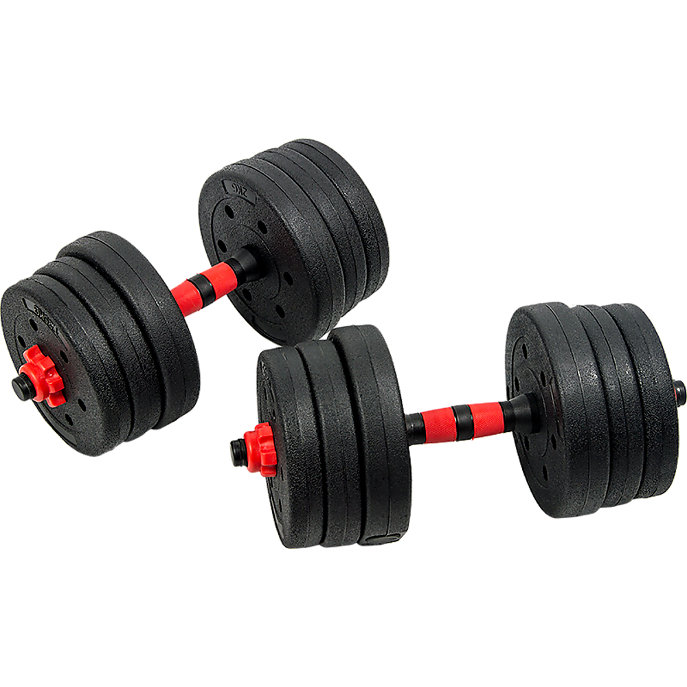 V63-834261-26769-00 20kg Adjustable Rubber Dumbbell Set Barbell Home GYM Exercise Weights - Image 1