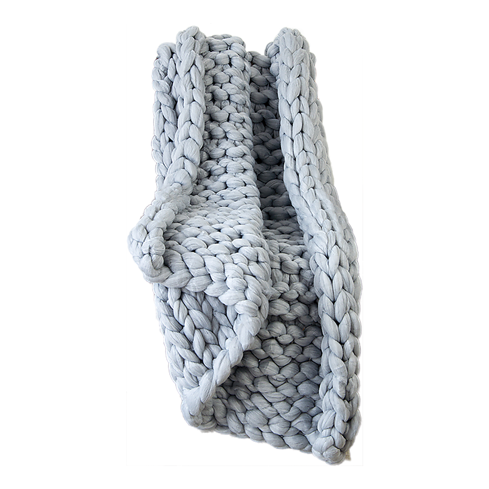 V63-834771-62970827e03cc.1000x1000-00 Hand Knitted Chunky Blanket Thick Acrylic Yarn Blanket Home Decor Throw Rug - Grey - Image 1