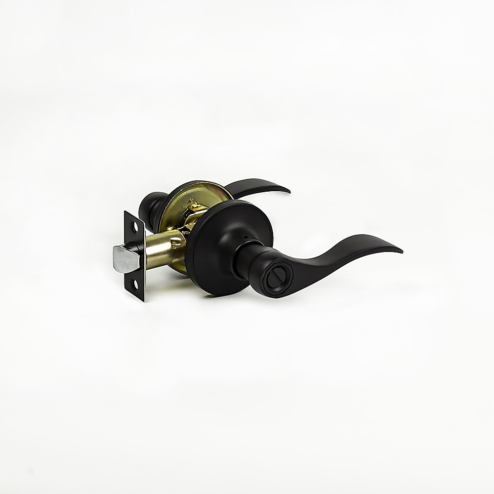 V63-837431-46749-00 Door Handle Set Lever Privacy Function Black - Image 1