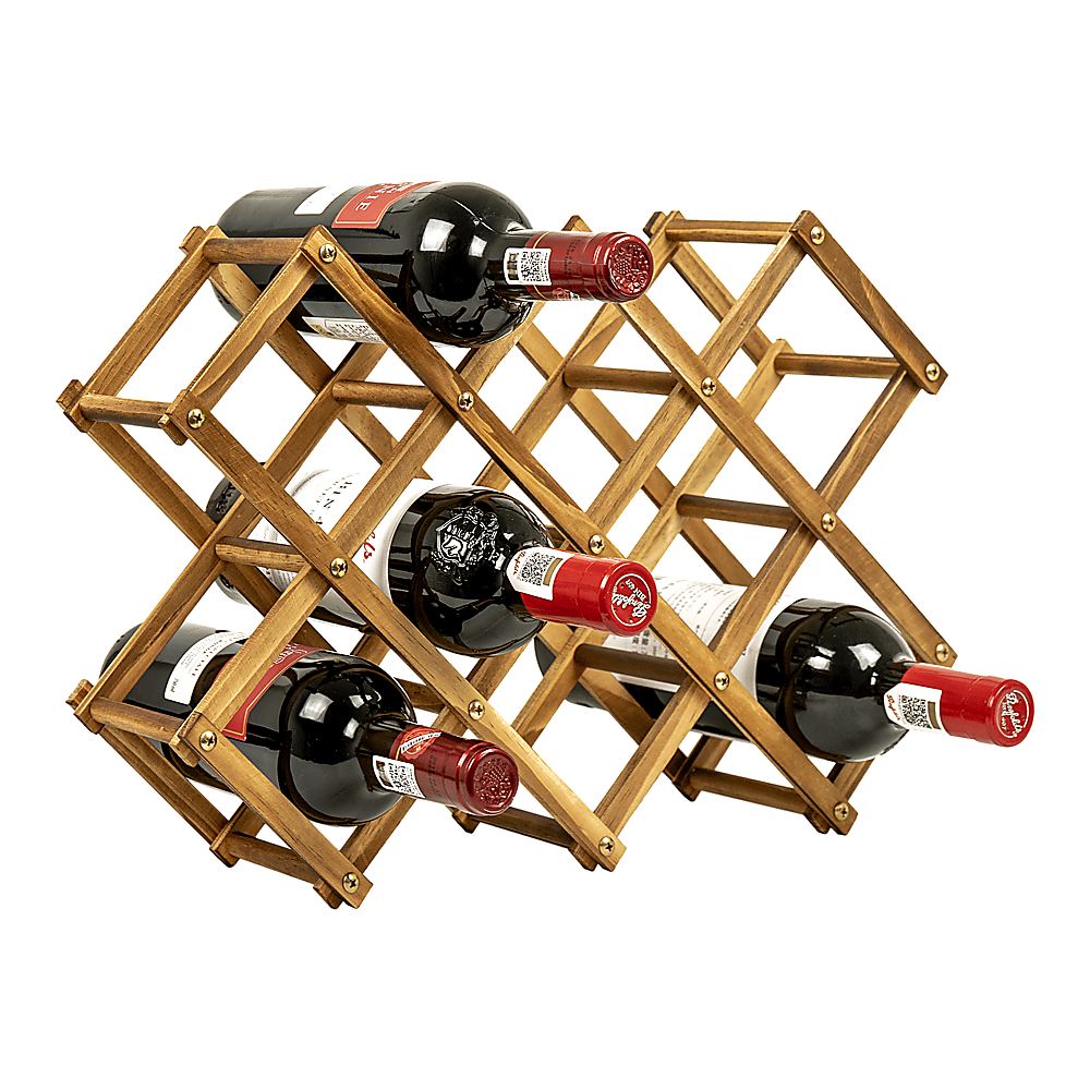 V63-838441-49483-00 Wooden Wine Rack Freestanding 10 Bottles Countertop Storage - Image 1
