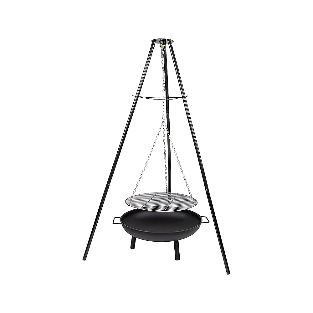 V63-838851-50444-03 Tripod Garden Fire Pit BBQ Barbecue Cast Iron & Steel Fire Pit Bowl Round - Image 1