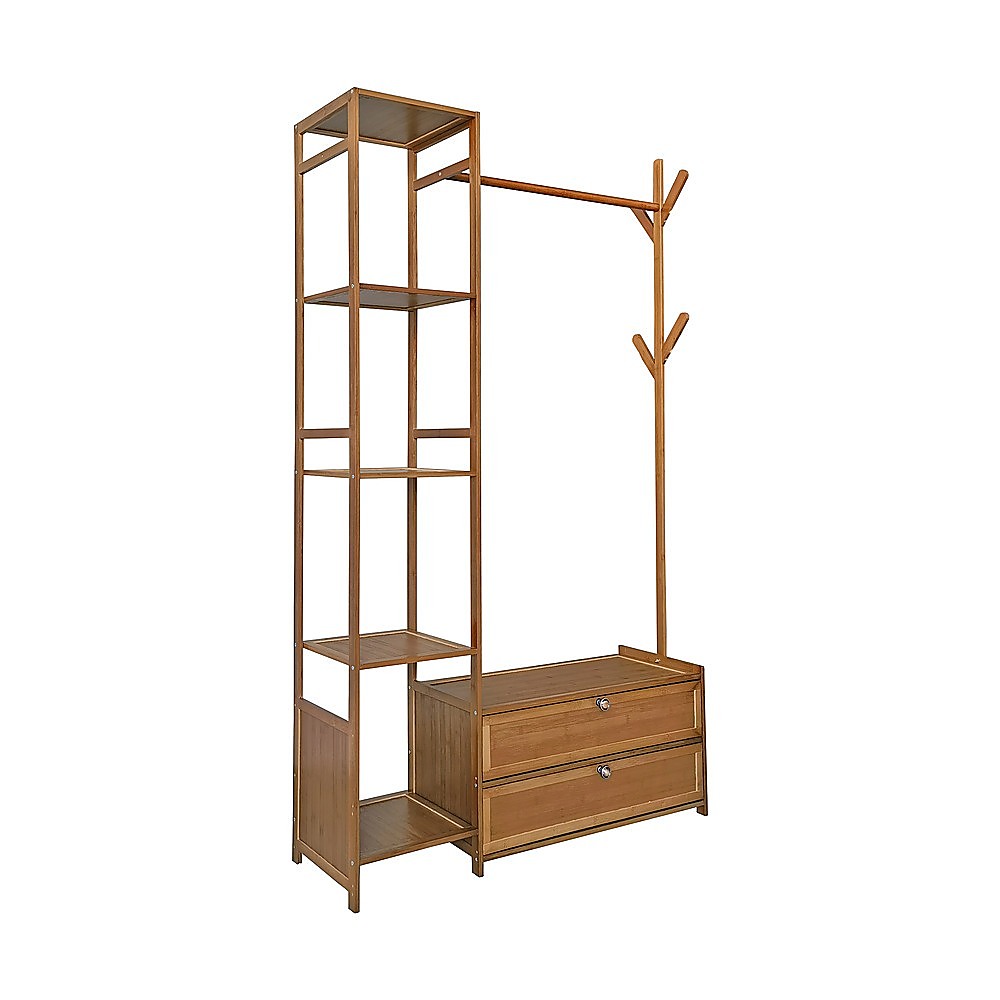V63-840881-219076-00 165x100cm Clothes Rack Stand Storage Shelves Modern Coat Tree - Image 1