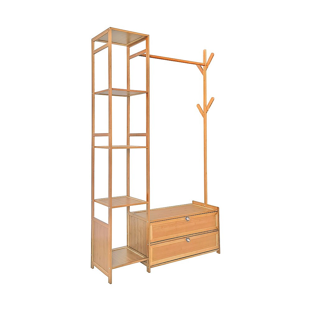 V63-840891-219077-00 165x100cm Clothes Rack Stand Storage Shelves Modern Coat Tree - Image 1
