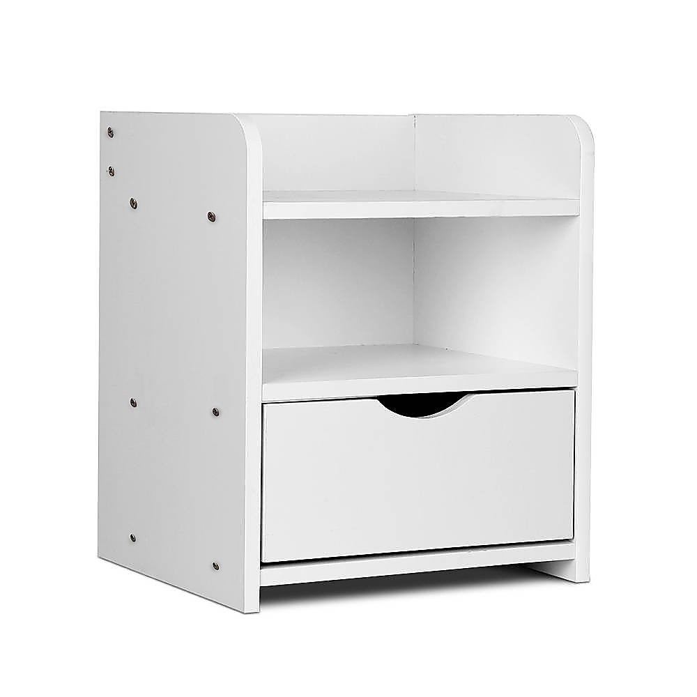 V63-840901-75040-01 Bedside Table Side Nightstand Storage Drawer Shelf Bedroom Unit - Image 1