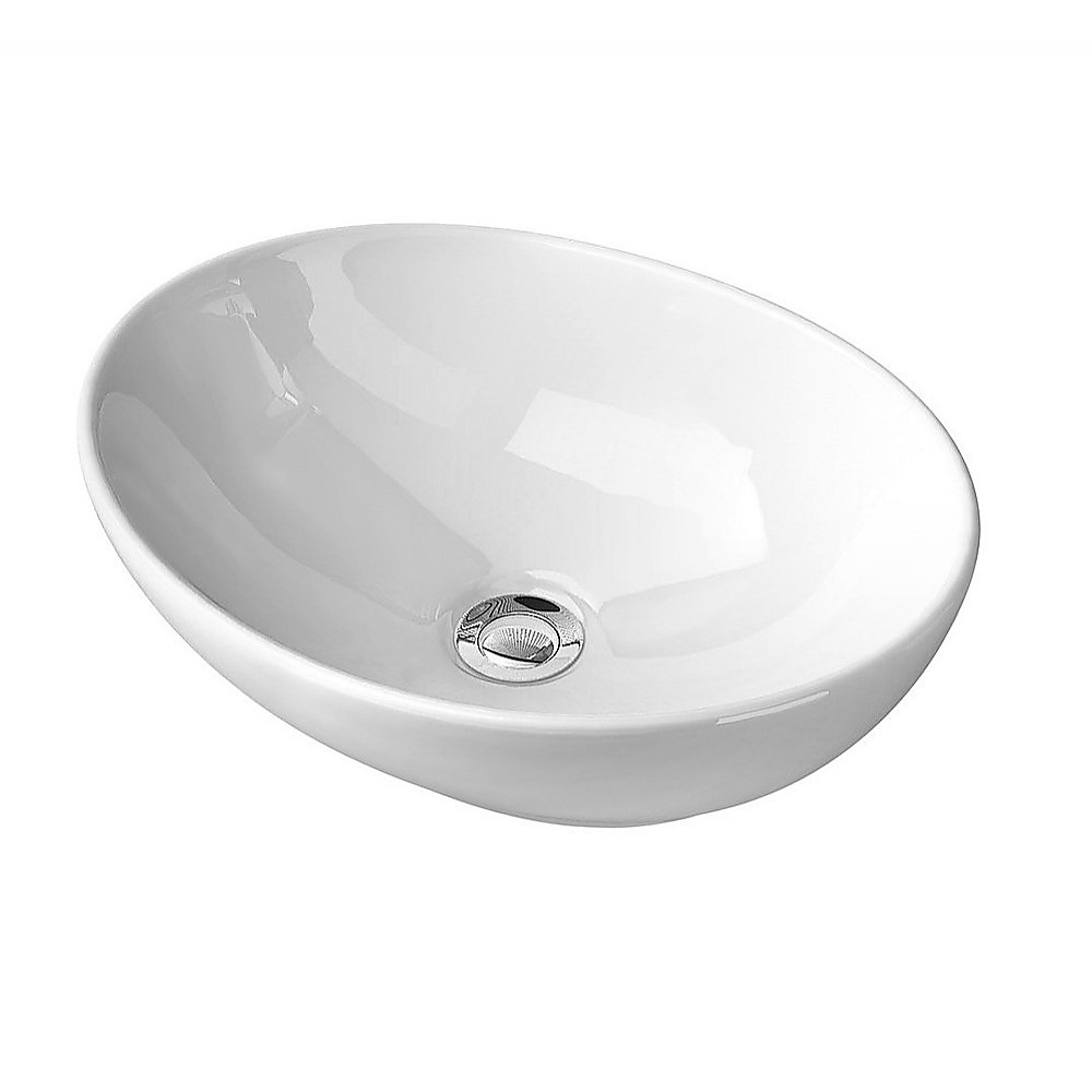 V63-840991-79938-00 Ceramic Bathroom Basin Vanity Sink Oval Above Counter Top Mount Bowl - Image 1