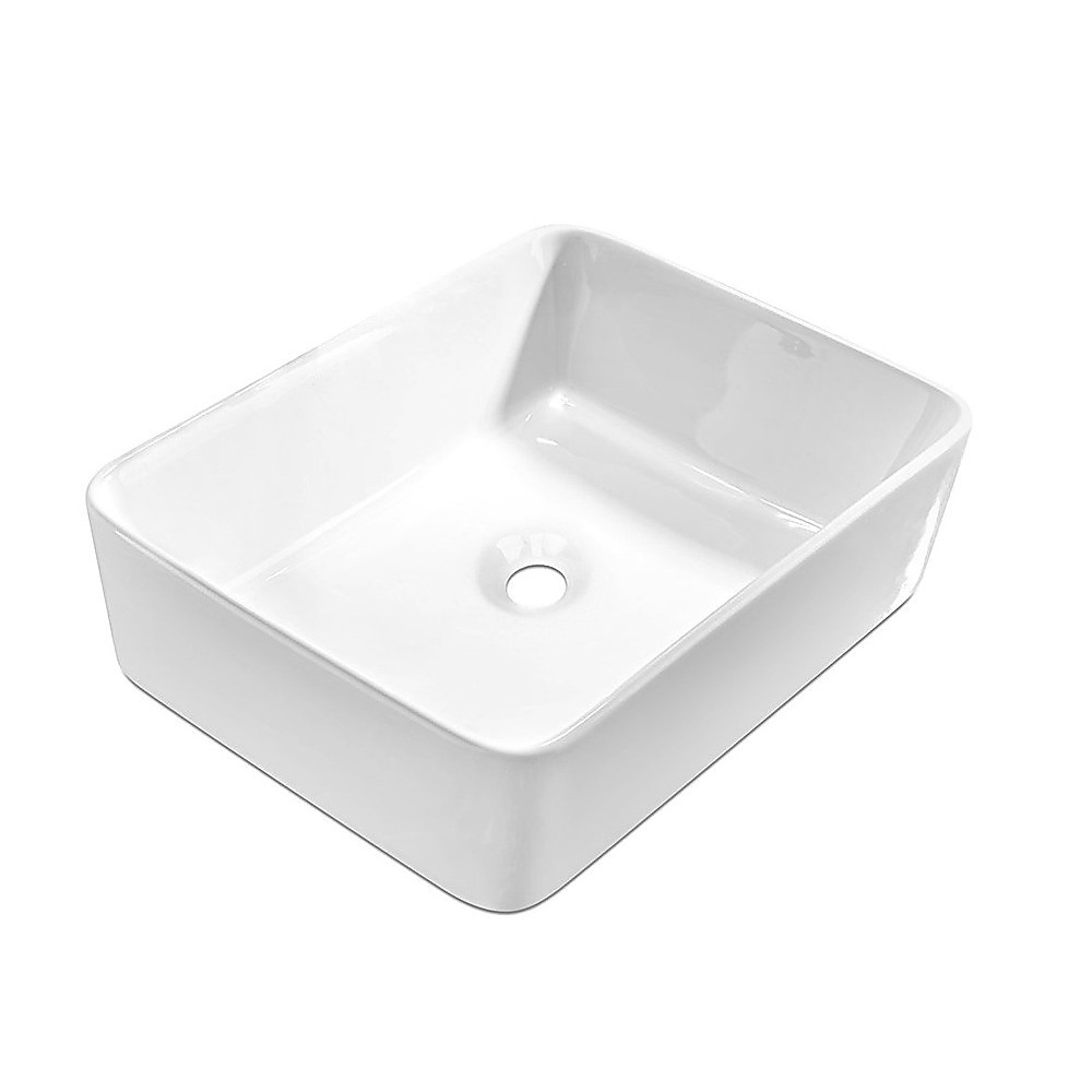 V63-841001-79939-00 Ceramic Bathroom Basin Vanity Sink Square Above Counter Top Mount Bowl - Image 1