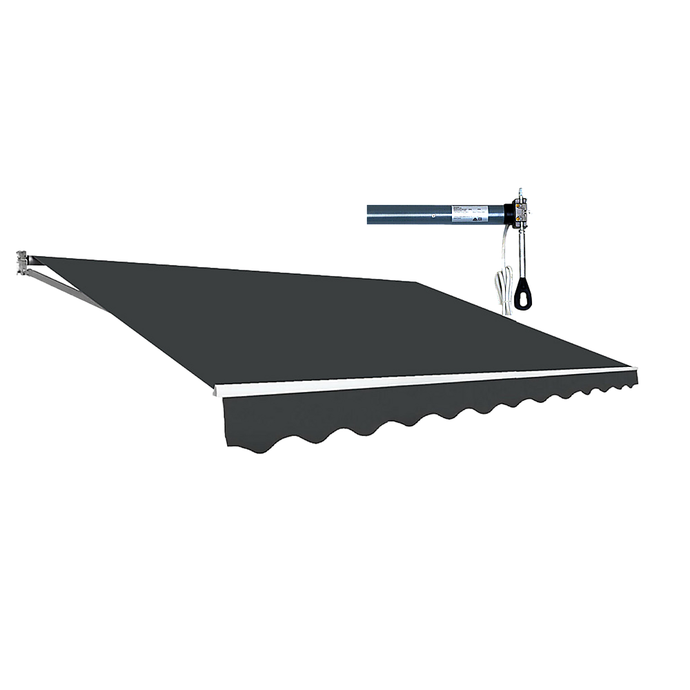 V63-842911-91851-00 Motorised Outdoor Folding Arm Awning Retractable Sunshade Canopy Grey 5.0m x 3.0m - Image 1
