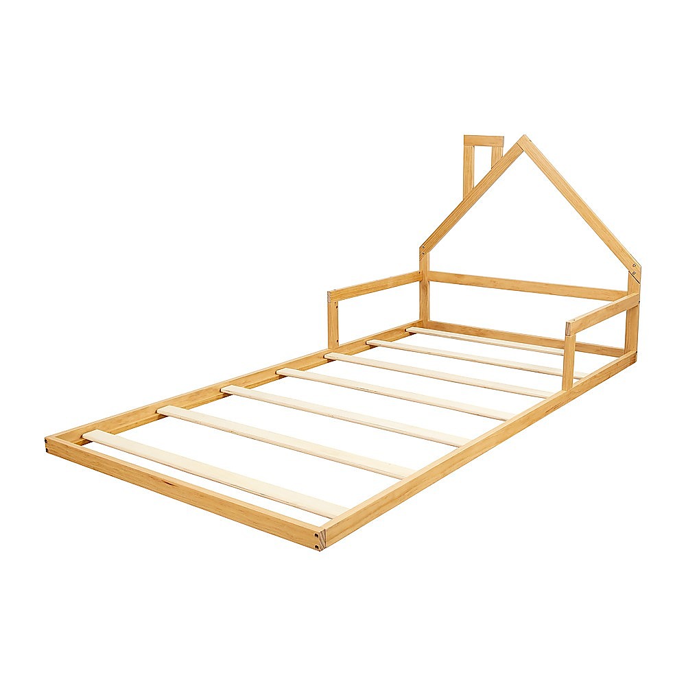 V63-843101-95439-00 Pine Wood Floor Bed House Frame for Kids and Toddlers - Image 1