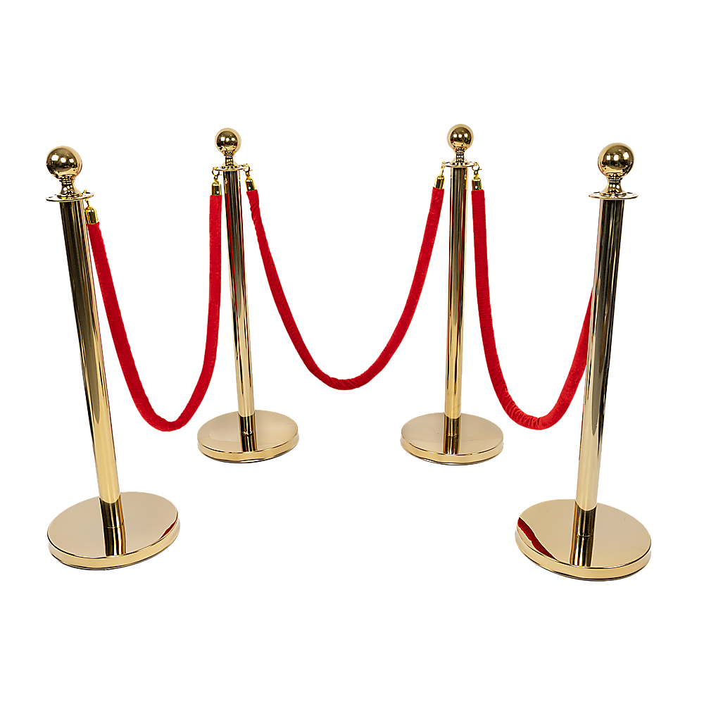 V63-844481-143427-00 4 x Queue Barriers + 3 Ropes Exhibition Crowd Control Bollards - Image 1
