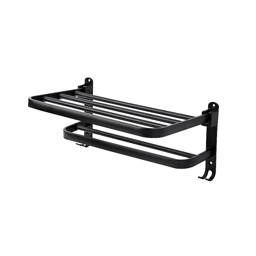 V63-848211-202508151827-00 Towel Rack Folding Holder with Hook Accessories Wall Hanger Aluminium Bar Shelf - Image 1