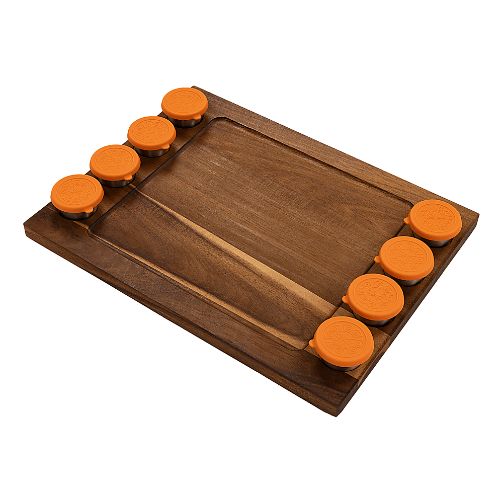 V63-920711-201680-00 Serving Tray Double Sided Charcuterie Board 8 Sauce Cups Gift - Image 1