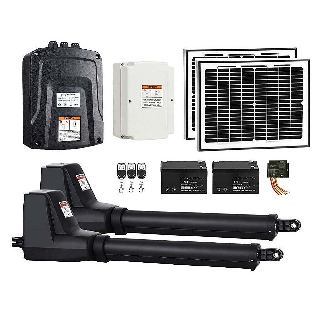 V63-920841-202284-00 800KG Double Swing Auto Motor Remote Gate Opener with 20W Solar Backup - Image 1
