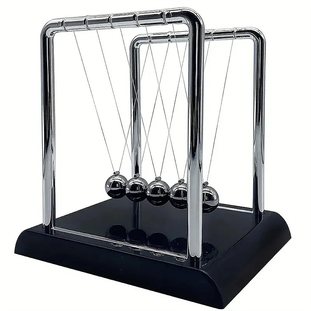 V63-920971-204480-00 Newton's Cradle Steel Balance Small Pendulum Physics Science - Image 1