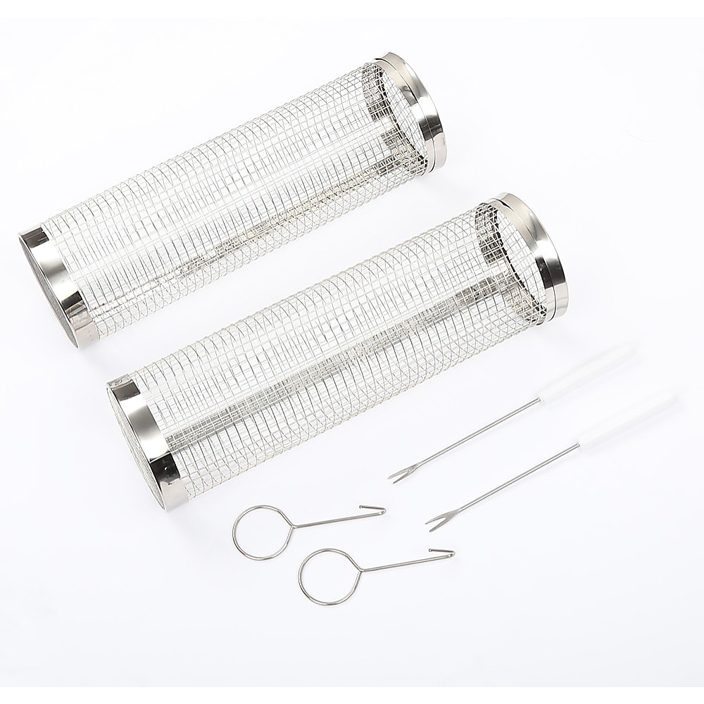 V63-920991-205803-00 2pc BBQ Basket Round Campfire Grid Cookware - Image 1