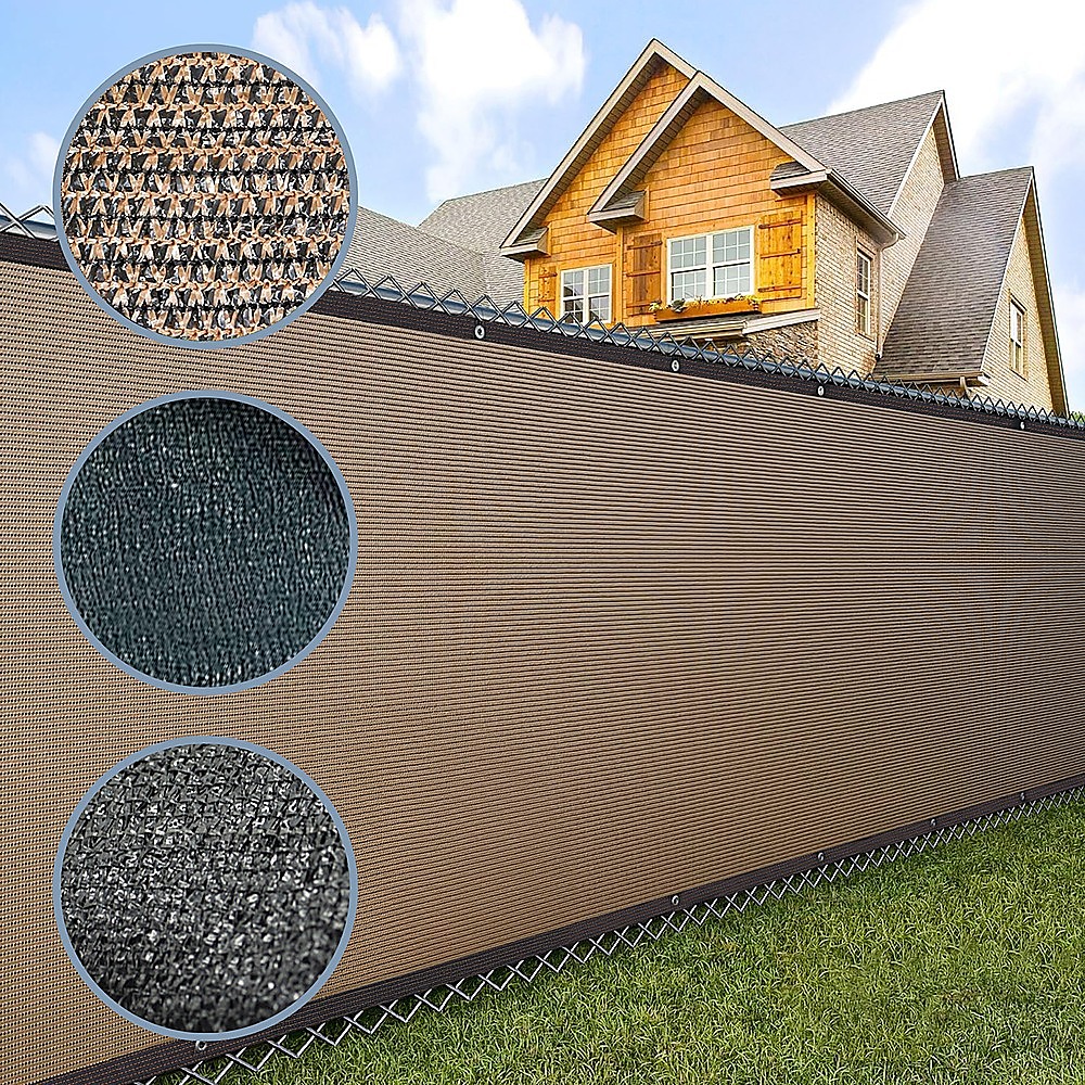 V63-931951-212069-00 15m x 2m Fence Windscreen Privacy Screen Shade Cover Coffee Fabric Mesh Garden - Image 1