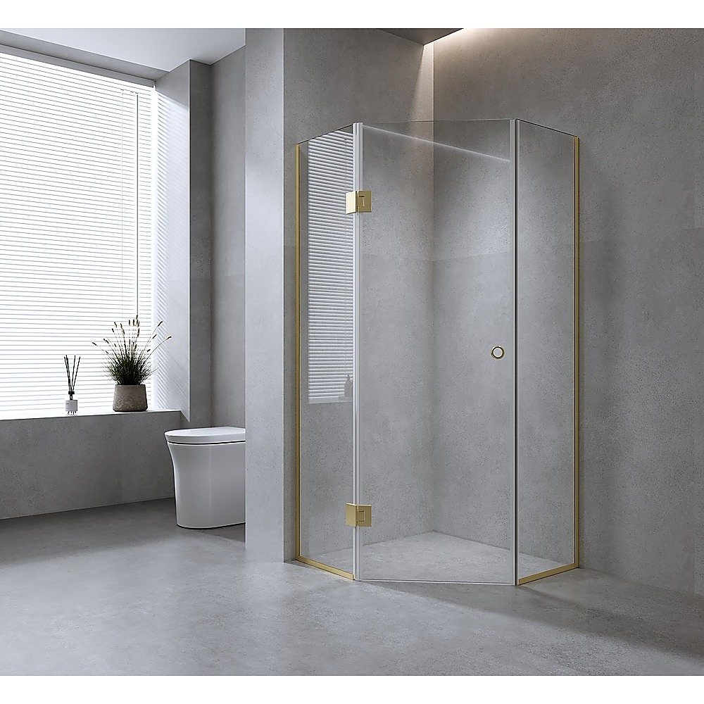 V63-932431-211528-00 90cm Frameless Diamond Shower Screen with Chrome Channels and SS Hinges - Image 1