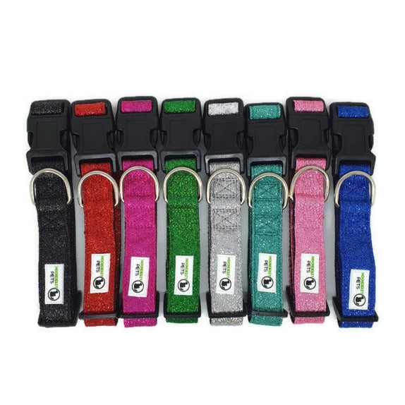 V631-MDPCOLBLISGRN-186121-00 Bling Glitter Overlay Nylon Dog Collar Breakaway Buckle - Moondidley Pets Small Green - Image 1