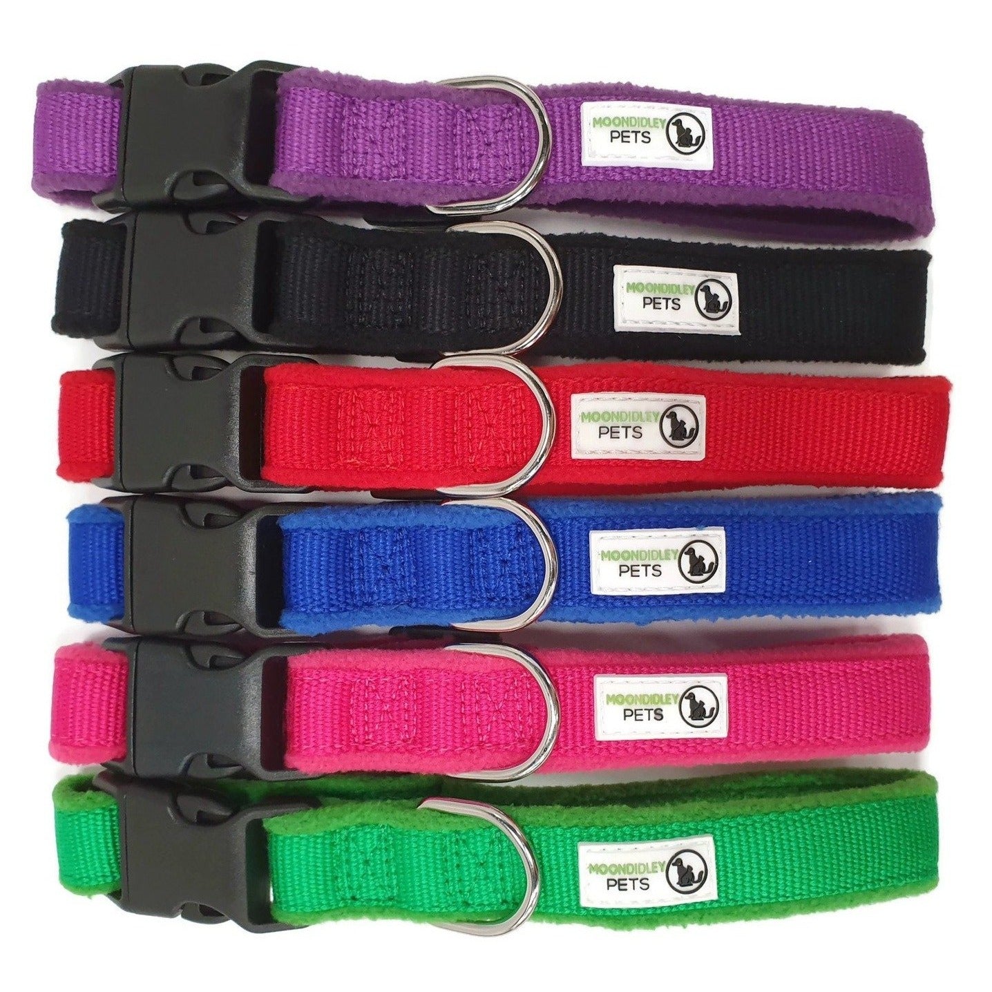 V631-MDPCOLFLEMPUR-186007-00 100% Pure Bamboo Fibre w/Fleece Lining Dog Collar Plastic Buckle - Moondidley Pets Medium Purple - Image 1
