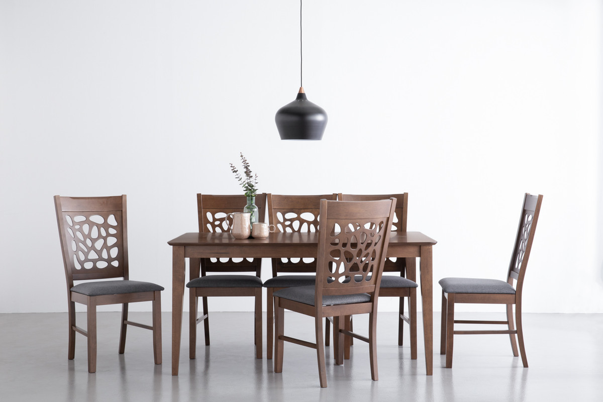 V656-145077-241360-208866-00 ALLEGRO Dining Table + 6x ASBEL Dining Chair - 7 Piece Dining Set - Cocoa - Image 1