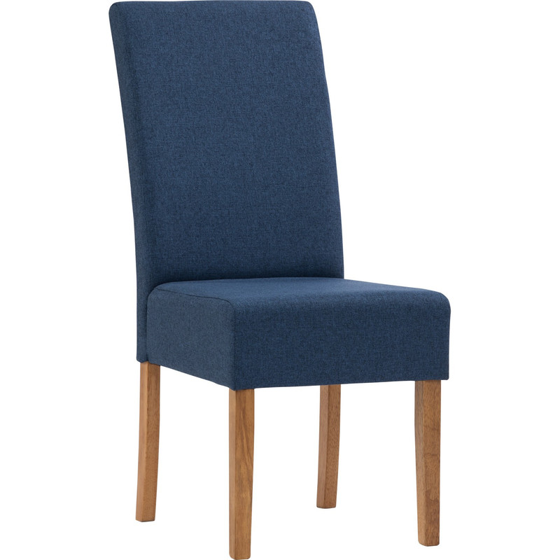 V656-241342-190469-00 Mesi Dining Chair x2 - Natural Colour Legs Blue Colour Challis Fabric Upholstery - Image 1
