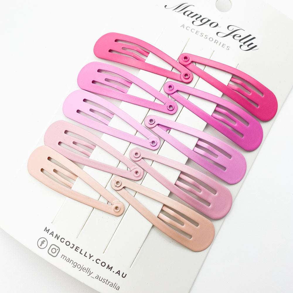 V659-HC-5CM-10P-BASIC-PINK-3-L-160874-00 MANGO JELLY Everyday Snap Hair Clips (5cm) - Just Pink - Three Pack - Image 1