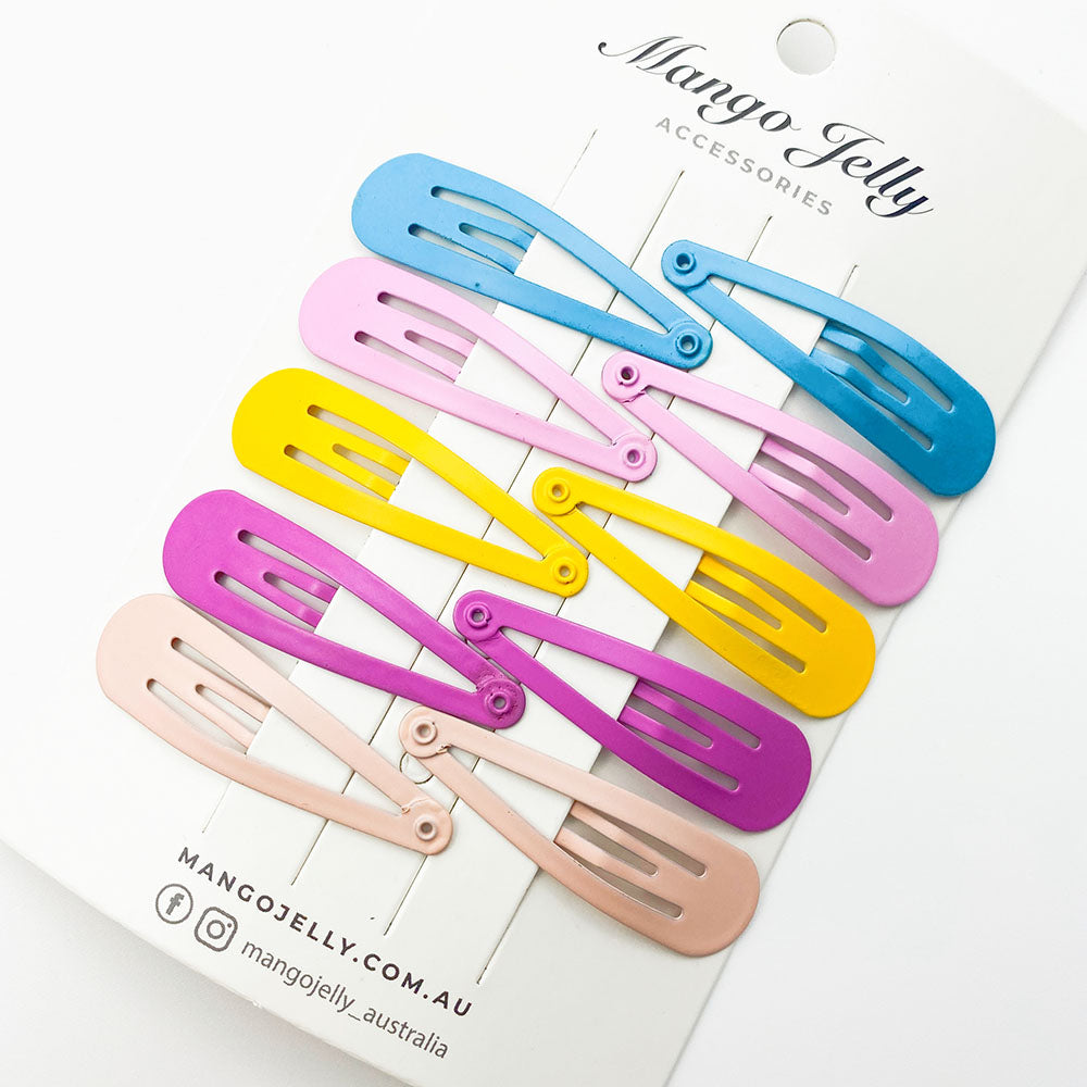 V659-HC-5CM-10P-BASIC-POP-6-P-160861-00 MANGO JELLY Everyday Snap Hair Clips (5cm) - Pop - Six Pack - Image 1
