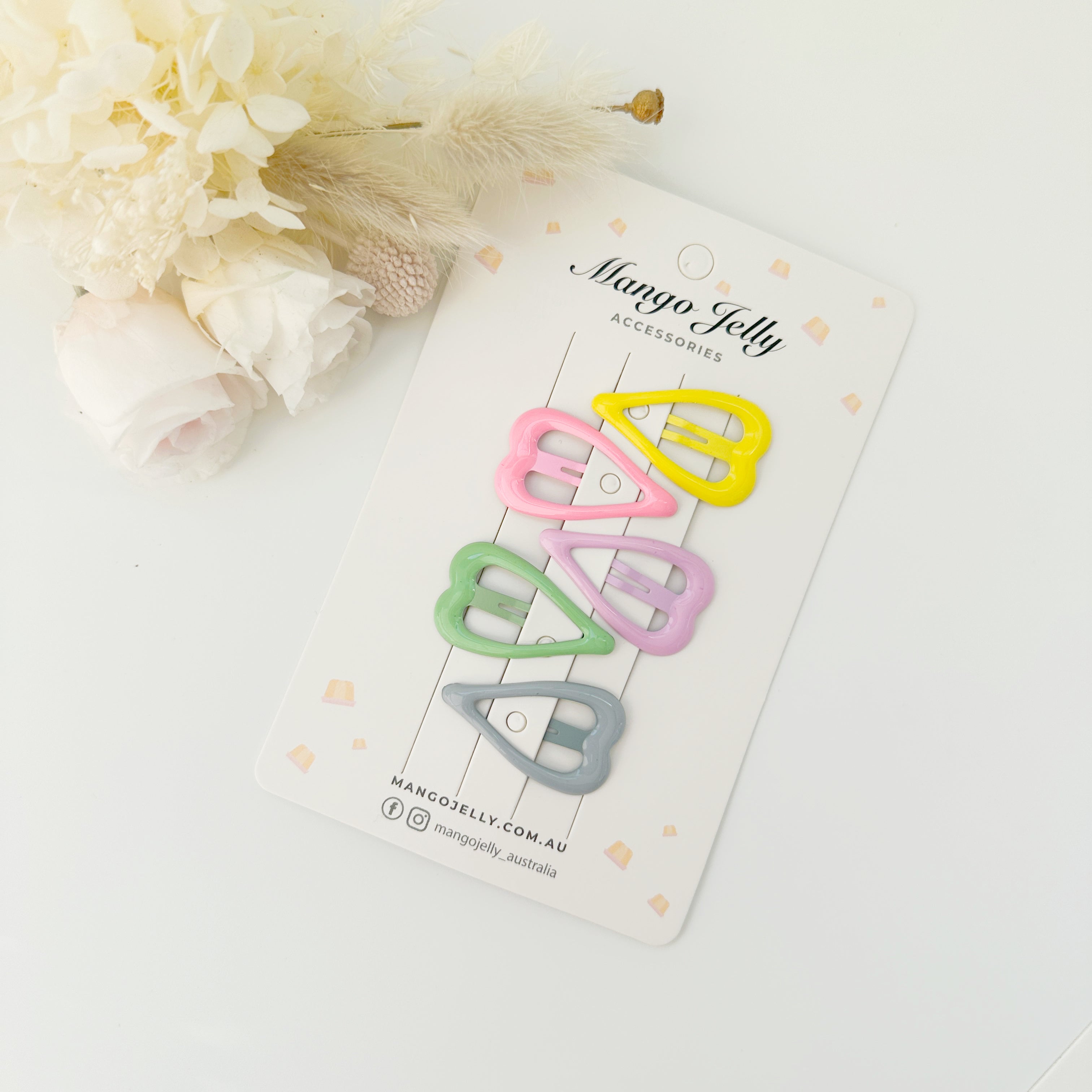 V659-HC-BUTTERCREAM-CANDY-HEART-2-M-160823-00 MANGO JELLY Butter Cream Hair Clips Collection - Candy Heart shape - Twin Pack - Image 1