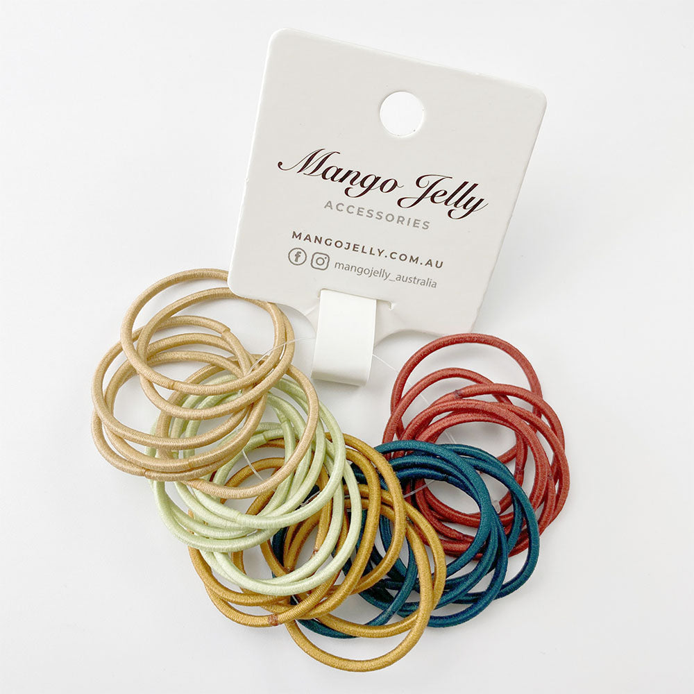 V659-HT-3CM-30P-CLASSIC-FOREST-6-L-161031-00 MANGO JELLY Kids Hair Ties (3cm) - Classic Forest - Six Pack - Image 1
