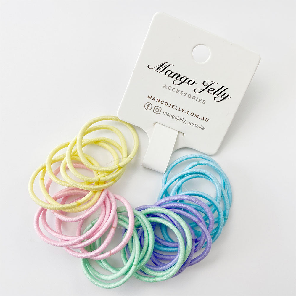 V659-HT-3CM-30P-CLASSIC-PASTEL-2-M-161041-00 MANGO JELLY Kids Hair Ties (3cm) - Classic Soft Pastel -Twin Pack - Image 1