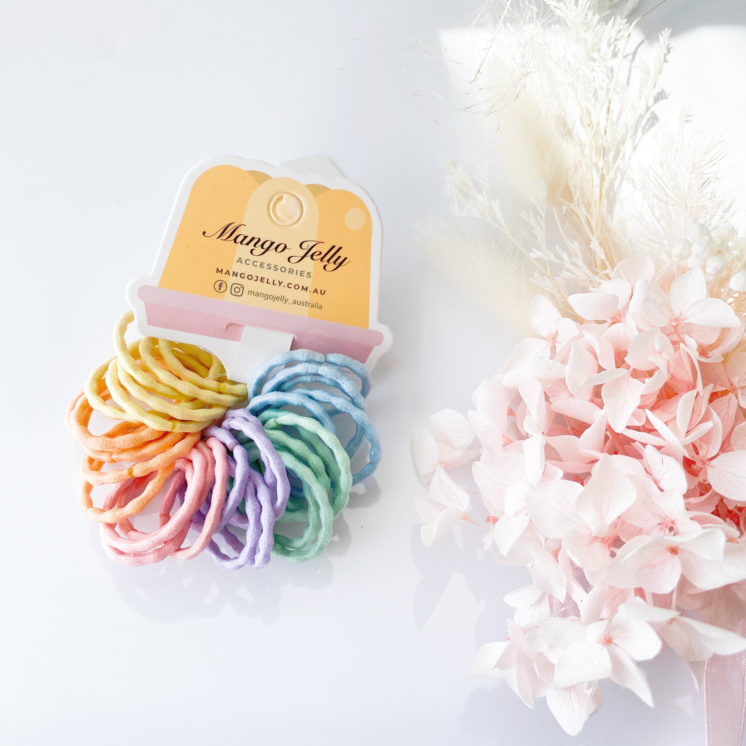 V659-HT-3CM-30P-SILKYPOP-PASTEL-1-M-161026-00 MANGO JELLY Kids Hair Ties (3cm) - Silky Pop Pastel - One Pack - Image 1