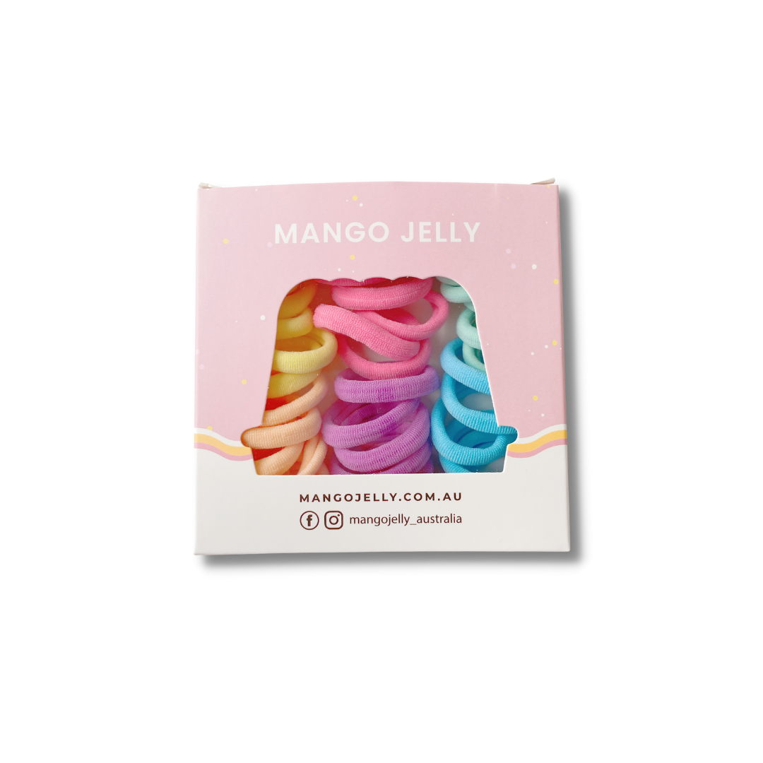 V659-METALFREE-3CM-36P-PASTEL-2-L-160722-00 MANGO JELLY Metal Free Hair Ties (3cm) - Classic Pastel 36P -Twin Pack - Image 1