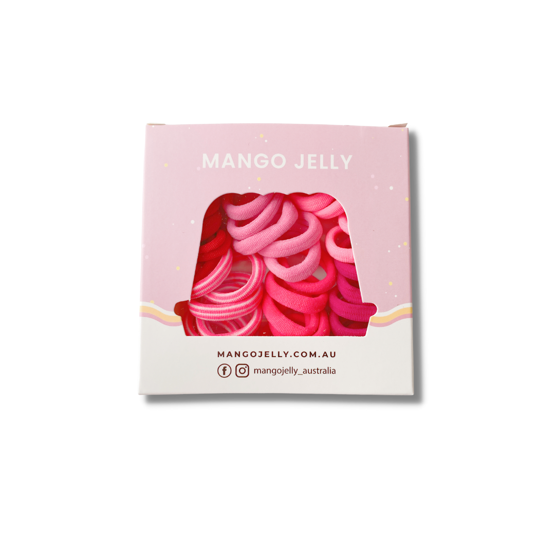 V659-METALFREE-3CM-36P-PINK-1-M-160735-00 MANGO JELLY Metal Free Hair Ties (3cm) - Just Pink 36P - One Pack - Image 1