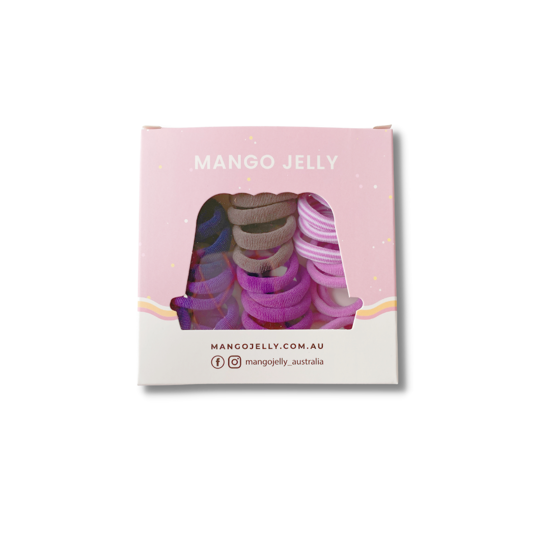 V659-METALFREE-3CM-36P-PURPLE-6-P-160728-00 MANGO JELLY Metal Free Hair Ties (3cm) - Magic Purple 36P - Six Pack - Image 1