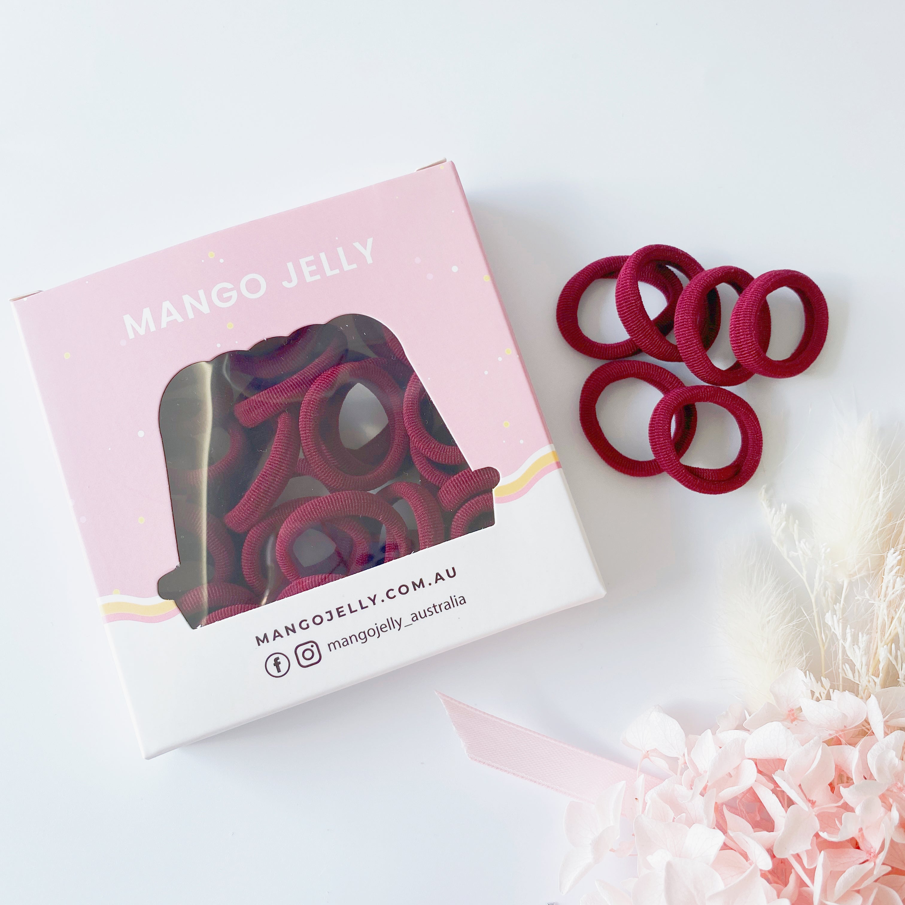 V659-METALFREE-3CM-36P-SK-MAROON-2-L-160908-00 MANGO JELLY Metal Free Hair Ties (3cm) - School Colour Maroon 36P - TwinPack - Image 1