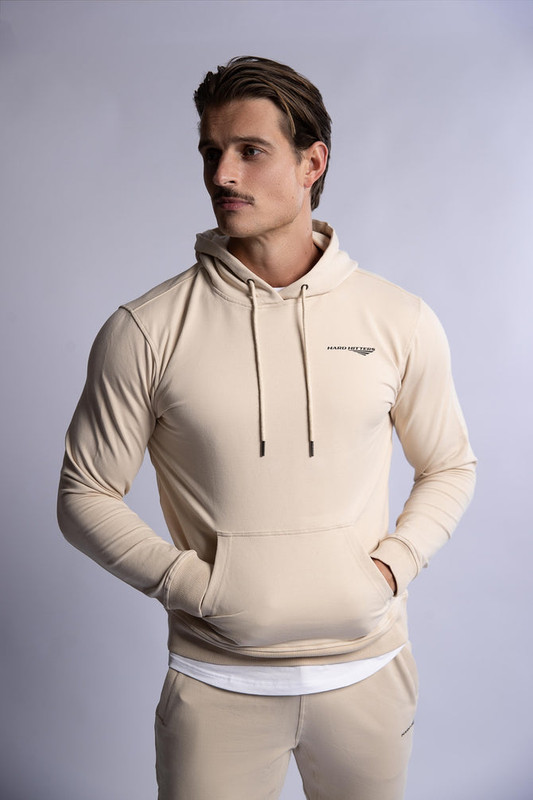 V697-SLIM-FIT-TERRY-HOODIE-BEIGE-MEDIUM-218138-00 HARD HITTERS SLIM FIT TERRY HOODIE BEIGE MEDIUM - Image 1