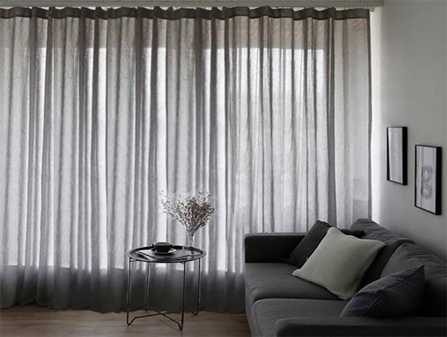 V702-CNA5-4-1BLK-202505080933-00 2 Long drop Sheer Voile Curtains 588cm wide 270cm Drop +Hooks Pinch Pleat Black - Image 1