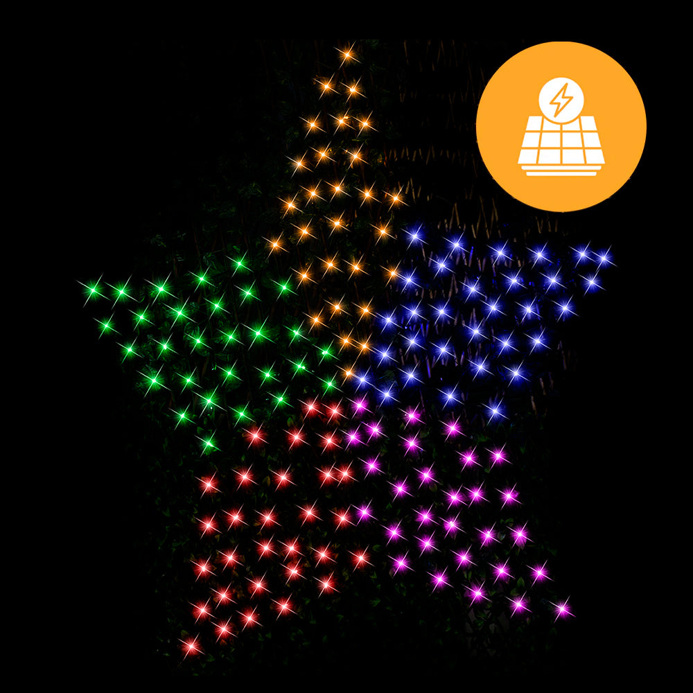 V720-XL0232-202180-00 Solar 150 LED Star Net – Rainbow Color 150cm - Image 1