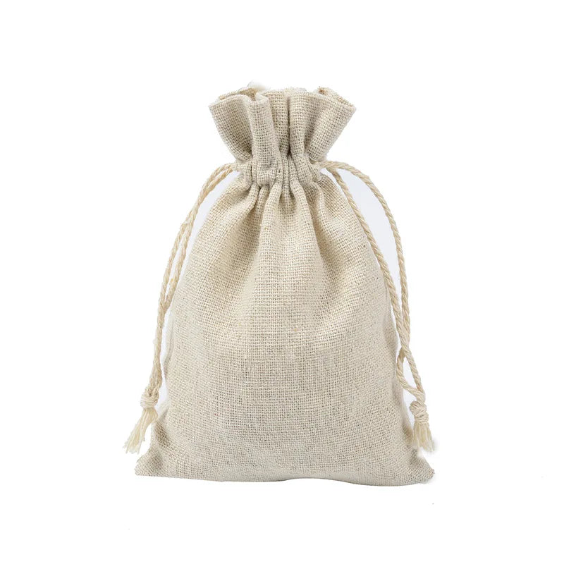 V728-1005002919782038-F-195123-00 10-Piece Cotton Linen Drawstring Gift Bags - Image 1