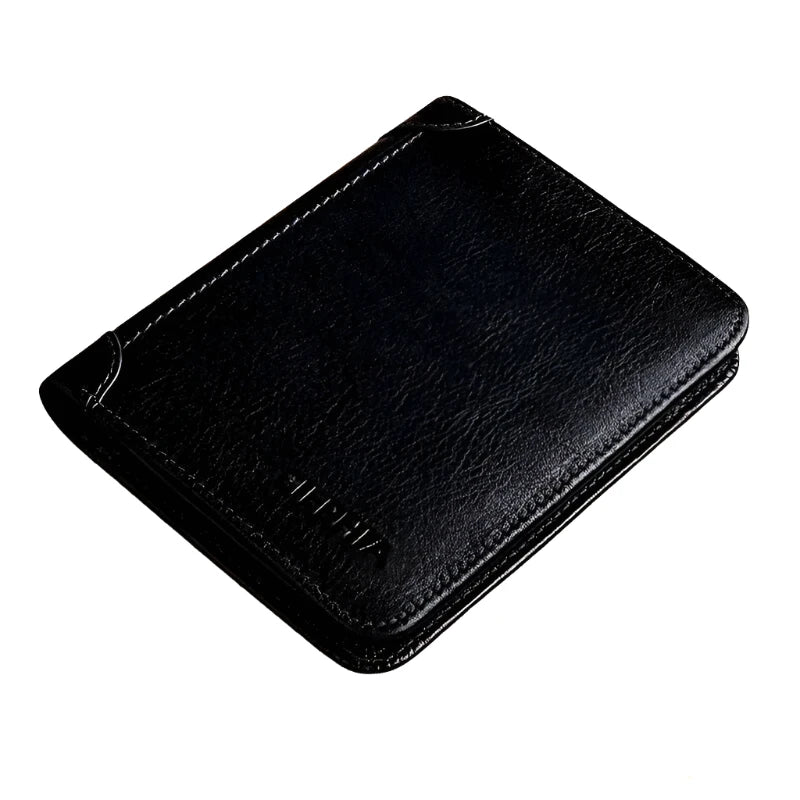 V728-1005006778432735-BLACK-3-PAGES-190573-00 NNEOBA Genuine Leather Retro Business Wallet - Short Card Holder & Coin Purse - Image 1