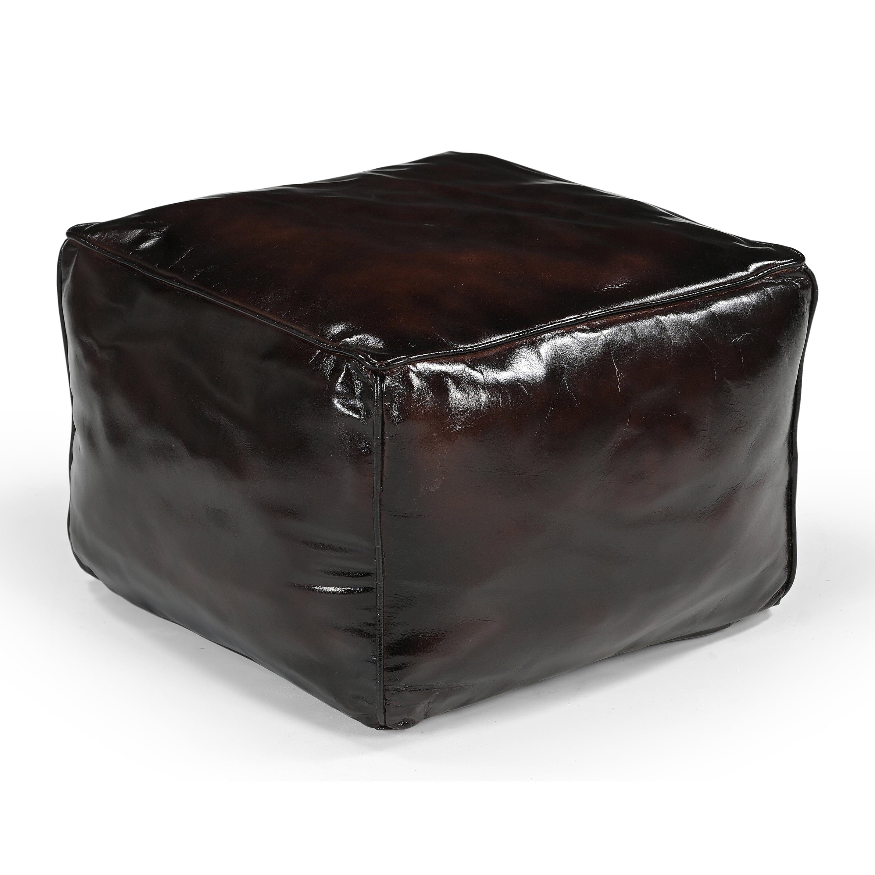 V742-M18884-200402-00 SQUARE CHOCOLATE OTTOMAN - Image 1