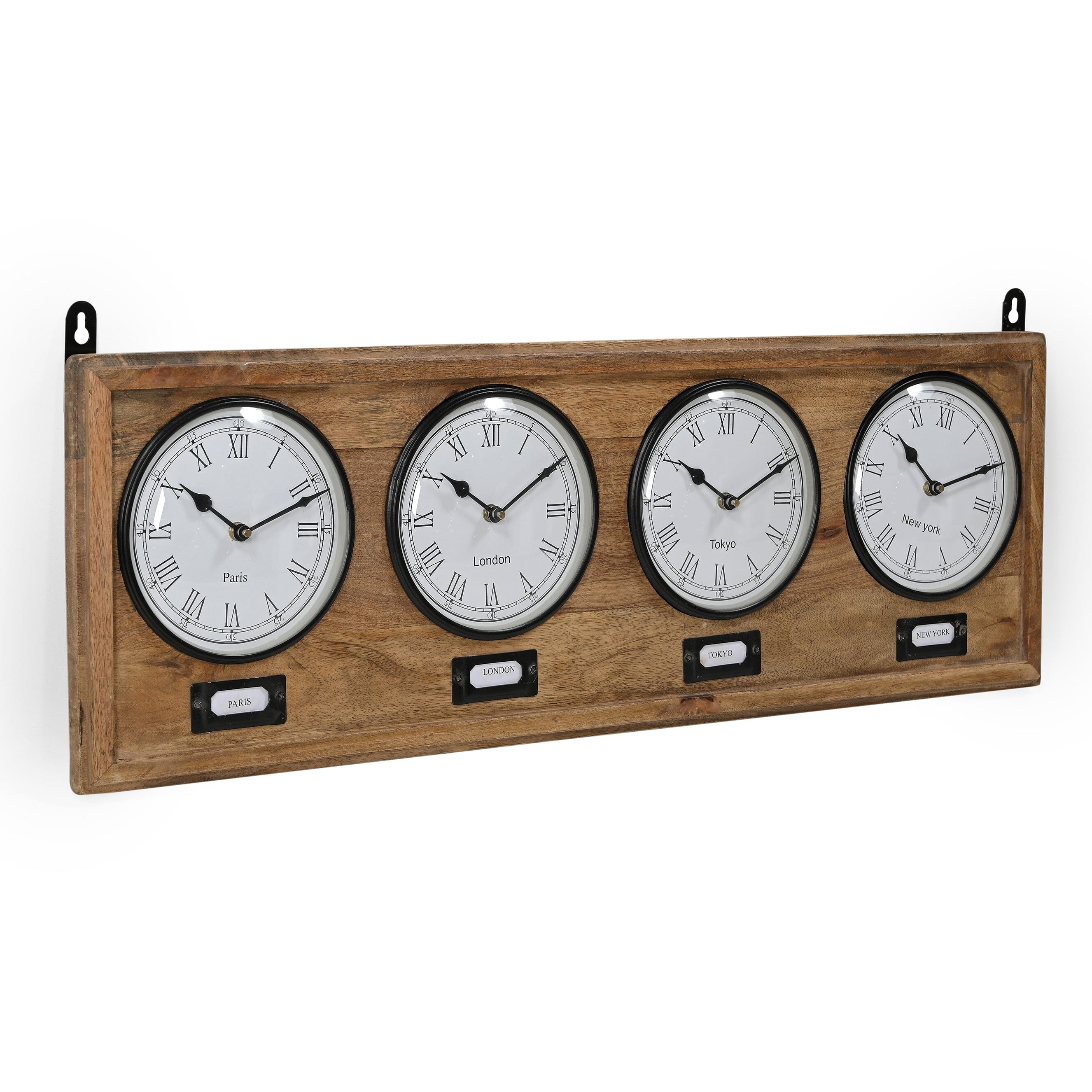 V742-M7185-200408-00 World Timber Clock - Image 1