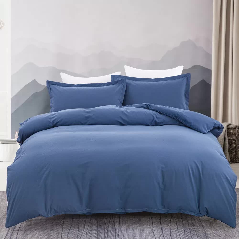 V745-AQ023413E3-212698-00 100% cotton Premium Doona Duvet Quilt Cover Set with Soft Pillowcases - Blue-Double - Image 1